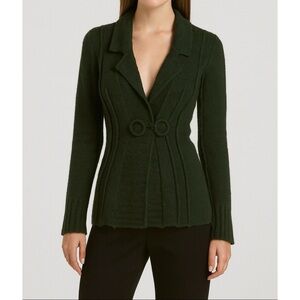 Anthropologie CHARLIE & ROBIN Rings 100% Wool Green Knit Sweater Cardigan Jacket